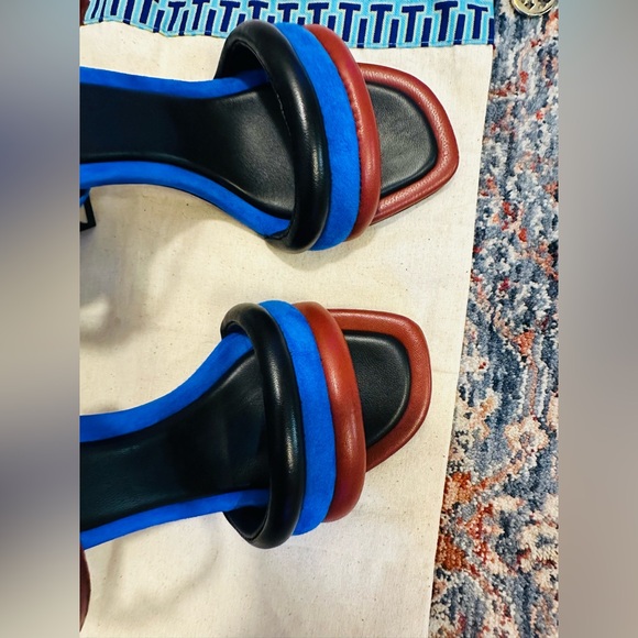 Tory Burch Colour-Block Panel Design 100mm Sandals in Blue in 7 - Picture 8 of 13